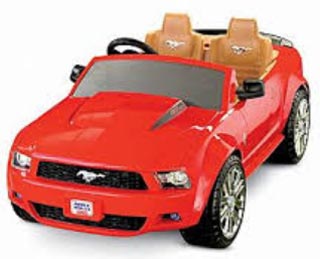 bright red ford mustang convertible ride-on toy
