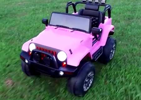 gorgeous ride-on jeep in bright pink